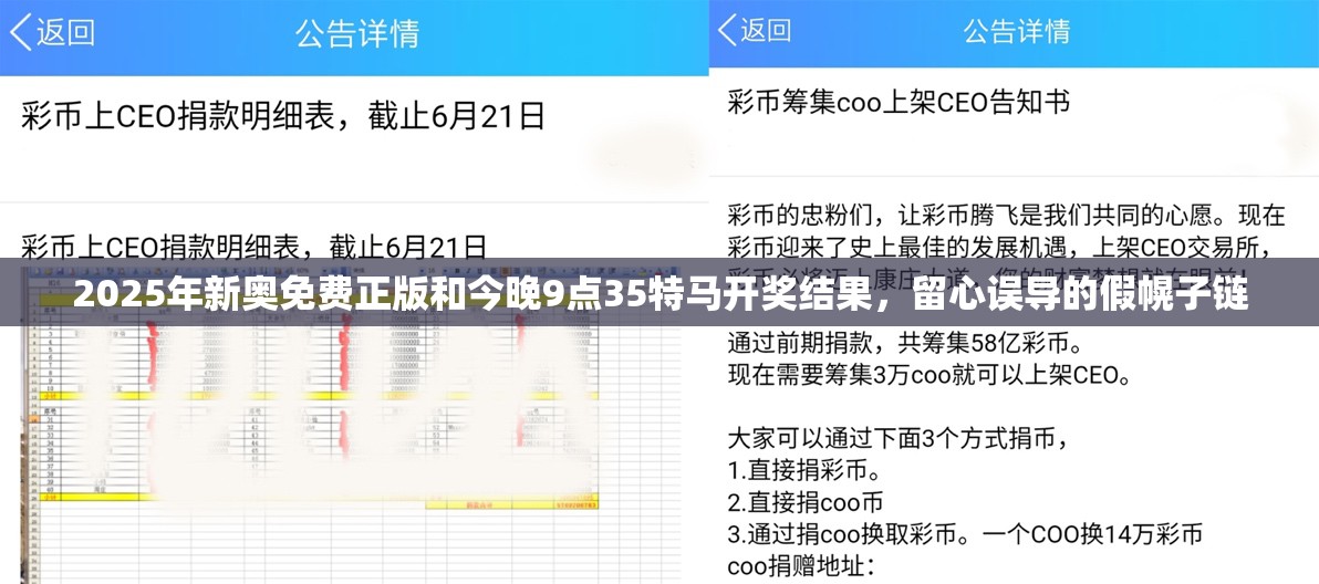 2025年新奥免费正版和今晚9点35特马开奖结果，留心误导的假幌子链